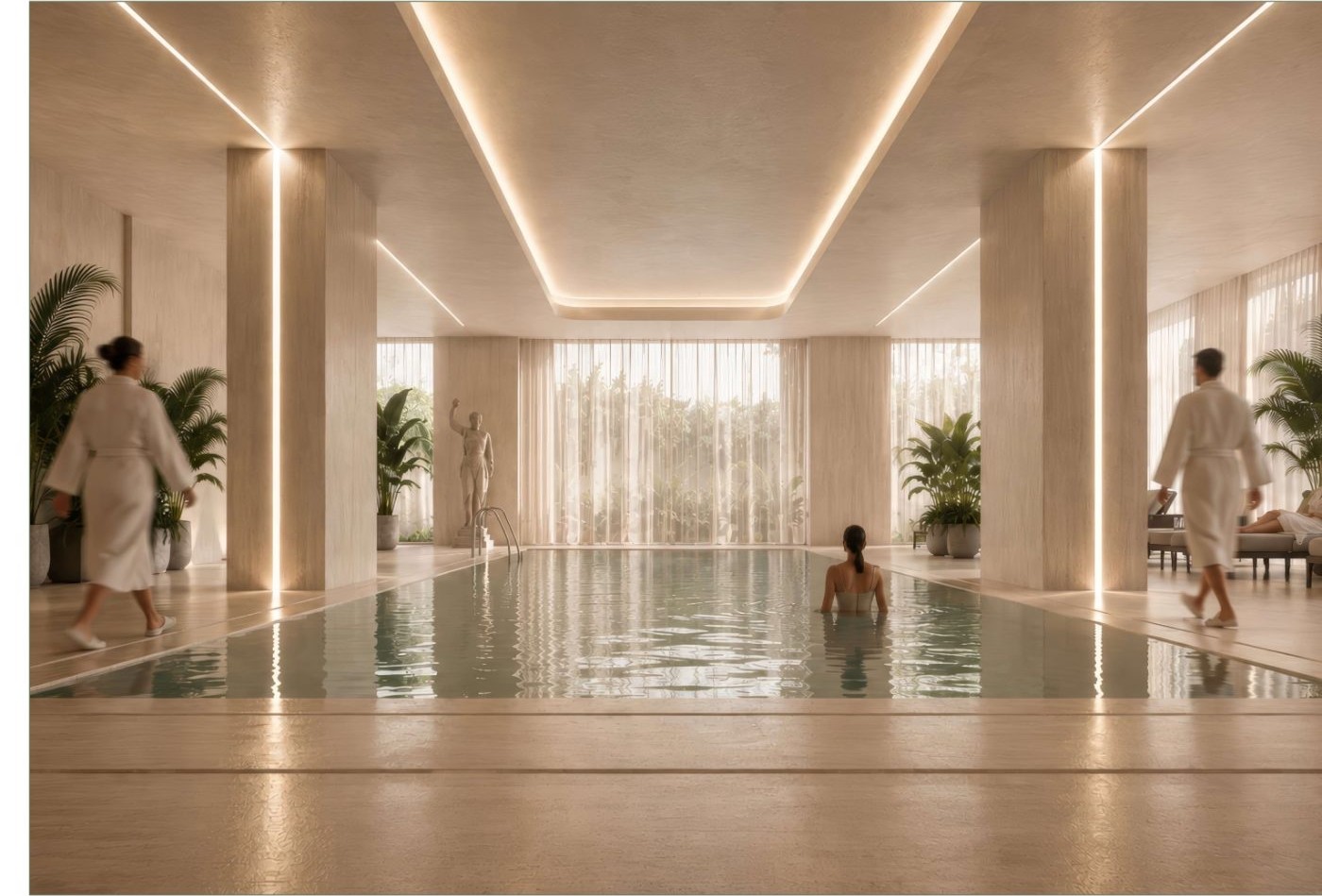 Spa et bassin intérieur